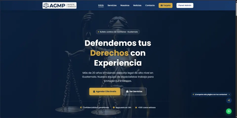 Sitio web del Bufete Jurídico AGMP: página de inicio