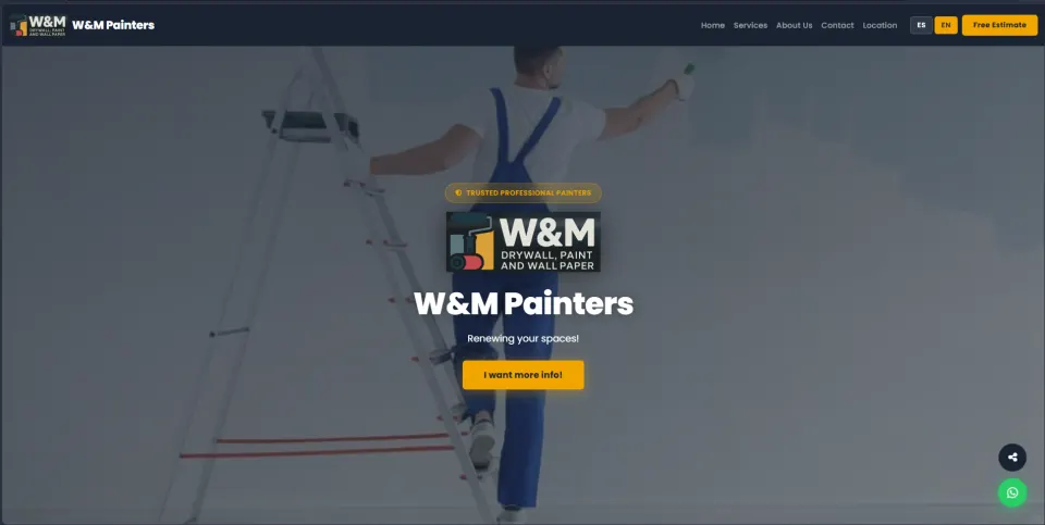 Sitio portafolio de W&M Painters con su galería de proyectos de pintura